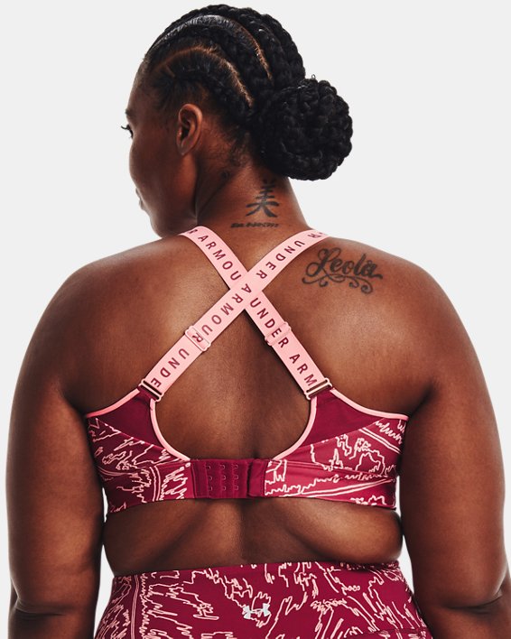 Women's UA Infinity High Printed Sports Bra, Pink, pdpMainDesktop image number 6